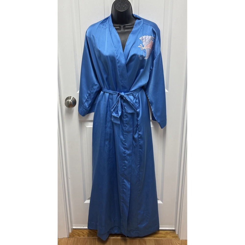 Vintage‎ Natori Blue Nightgown Robe Embroidered Women Size Small